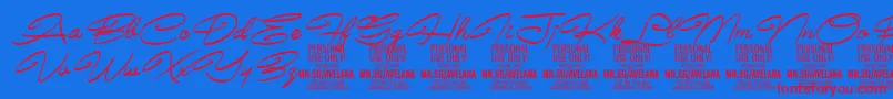 Шрифт AvelanaMediumItalic PERSONAL – красные шрифты на синем фоне