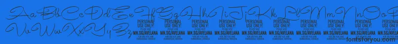 Czcionka AvelanaThin PERSONAL – czarne czcionki na niebieskim tle