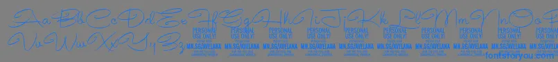AvelanaThin PERSONAL-Schriftart – Blaue Schriften auf grauem Hintergrund