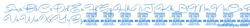 AvelanaThin PERSONAL Font – Blue Fonts on White Background