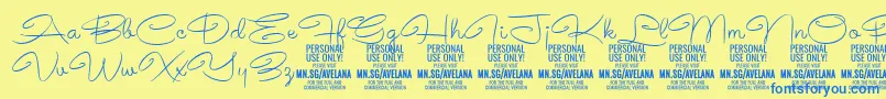 AvelanaThin PERSONAL-Schriftart – Blaue Schriften auf gelbem Hintergrund
