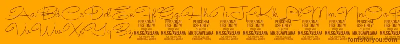 AvelanaThin PERSONAL-Schriftart – Braune Schriften auf orangefarbenem Hintergrund