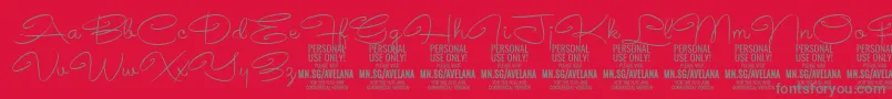 フォントAvelanaThin PERSONAL – 赤い背景に灰色の文字