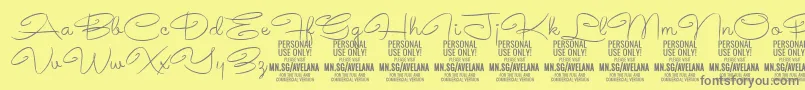 AvelanaThin PERSONAL-Schriftart – Graue Schriften auf gelbem Hintergrund