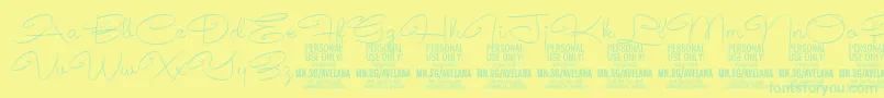 AvelanaThin PERSONAL-Schriftart – Grüne Schriften auf gelbem Hintergrund