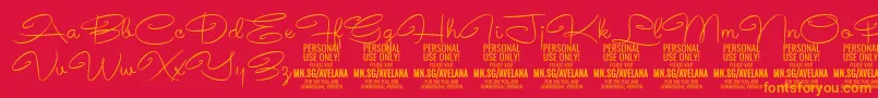 AvelanaThin PERSONAL Font – Orange Fonts on Red Background