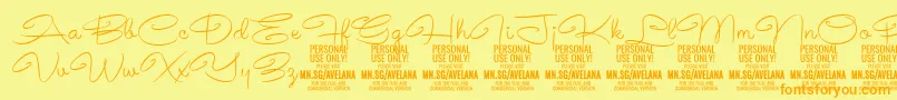 AvelanaThin PERSONAL-Schriftart – Orangefarbene Schriften auf gelbem Hintergrund