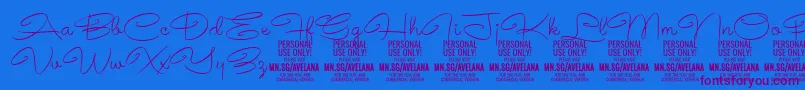 Czcionka AvelanaThin PERSONAL – fioletowe czcionki na niebieskim tle