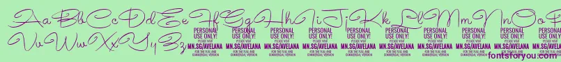 AvelanaThin PERSONAL Font – Purple Fonts on Green Background