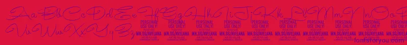 フォントAvelanaThin PERSONAL – 赤い背景に紫のフォント