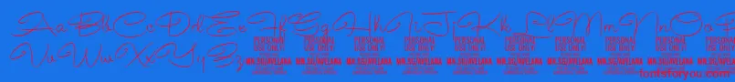 AvelanaThin PERSONAL Font – Red Fonts on Blue Background