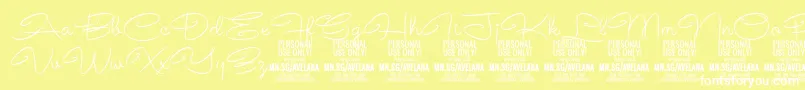 AvelanaThin PERSONAL-Schriftart – Weiße Schriften auf gelbem Hintergrund