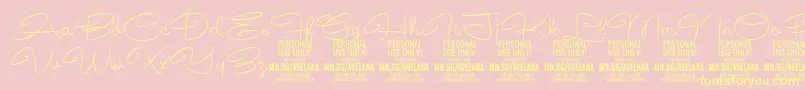 AvelanaThin PERSONAL-Schriftart – Gelbe Schriften auf rosa Hintergrund