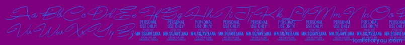 Шрифт AvelanaThinItalic PERSONAL – синие шрифты на фиолетовом фоне