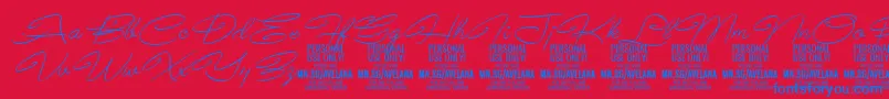 AvelanaThinItalic PERSONAL Font – Blue Fonts on Red Background