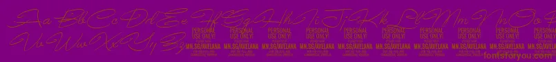 AvelanaThinItalic PERSONAL-Schriftart – Braune Schriften auf violettem Hintergrund