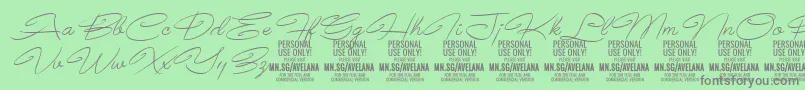 Fonte AvelanaThinItalic PERSONAL – fontes cinzas em um fundo verde