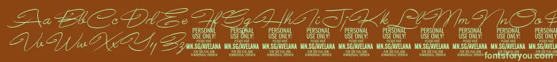 AvelanaThinItalic PERSONAL Font – Green Fonts on Brown Background