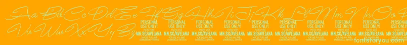 AvelanaThinItalic PERSONAL Font – Green Fonts on Orange Background