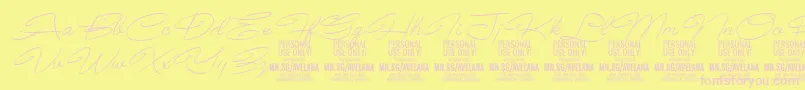 AvelanaThinItalic PERSONAL Font – Pink Fonts on Yellow Background