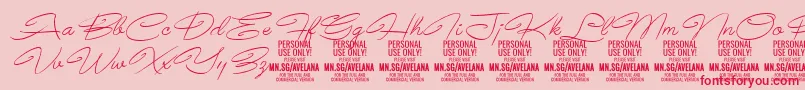 AvelanaThinItalic PERSONAL Font – Red Fonts on Pink Background
