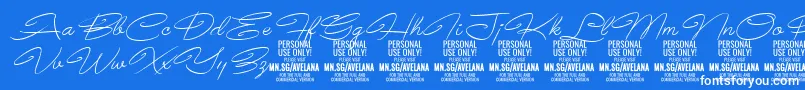 AvelanaThinItalic PERSONAL-Schriftart – Weiße Schriften auf blauem Hintergrund