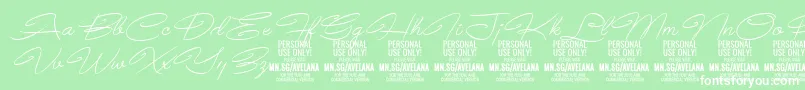 Шрифт AvelanaThinItalic PERSONAL – белые шрифты на зелёном фоне