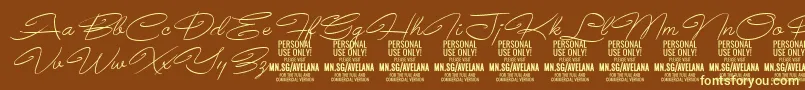 AvelanaThinItalic PERSONAL Font – Yellow Fonts on Brown Background