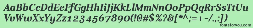 Czcionka Aver Bold Italic – czarne czcionki na zielonym tle