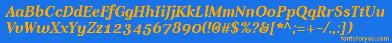 Aver Bold Italic Font – Orange Fonts on Blue Background