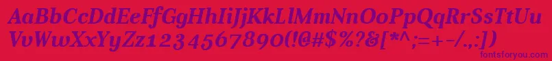 Czcionka Aver Bold Italic – fioletowe czcionki na czerwonym tle