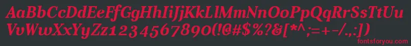 Fonte Aver Bold Italic – fontes vermelhas em um fundo preto