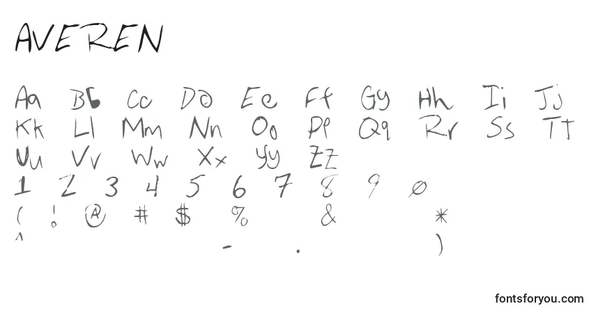 A fonte AVEREN   (120338) – alfabeto, números, caracteres especiais