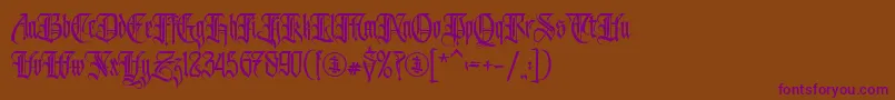 Avertastevia PERSONAL USE ONLY-fontti – violetit fontit ruskealla taustalla