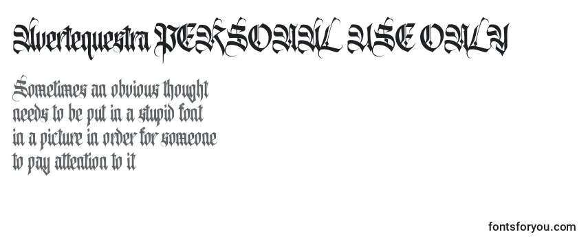 Review of the Avertequestra PERSONAL USE ONLY Font