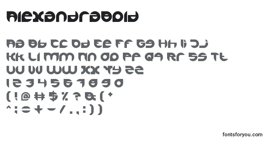 Czcionka AlexandraBold – alfabet, cyfry, specjalne znaki