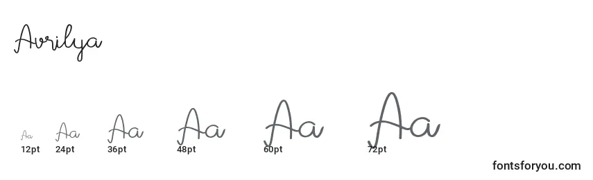 Размеры шрифта Avrilya