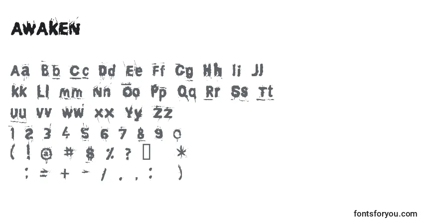 Schriftart AWAKEN   (120354) – Alphabet, Zahlen, spezielle Symbole