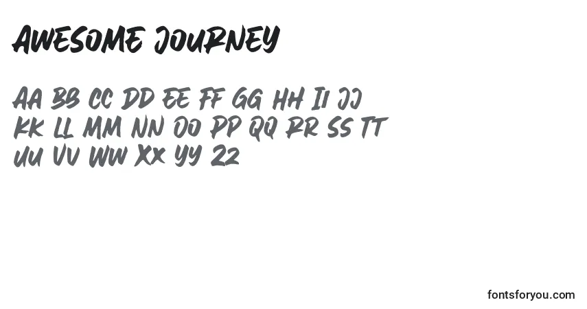 A fonte AweSomE JouRneY – alfabeto, números, caracteres especiais