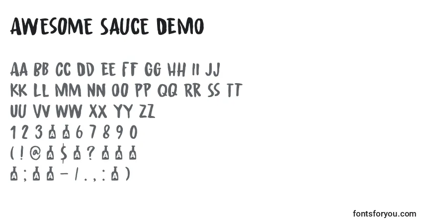 A fonte Awesome Sauce DEMO – alfabeto, números, caracteres especiais