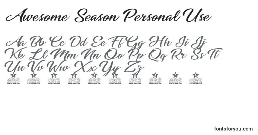 Czcionka Awesome Season Personal Use – alfabet, cyfry, specjalne znaki