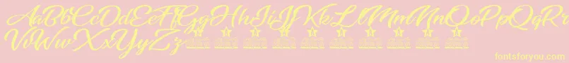 Awesome Season Personal Use-Schriftart – Gelbe Schriften auf rosa Hintergrund