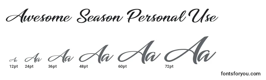Размеры шрифта Awesome Season Personal Use