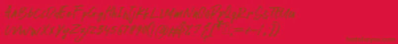 awkward alone Font – Brown Fonts on Red Background