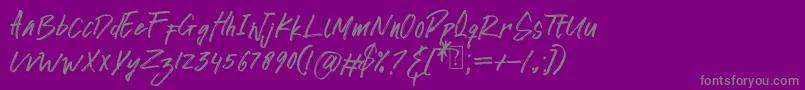 フォントawkward alone – 紫の背景に灰色の文字