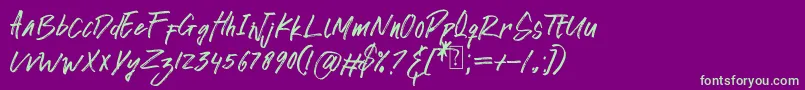 awkward alone-Schriftart – Grüne Schriften auf violettem Hintergrund