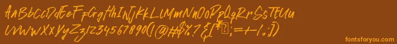 awkward alone-Schriftart – Orangefarbene Schriften auf braunem Hintergrund