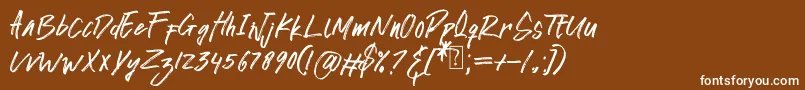 awkward alone-Schriftart – Weiße Schriften auf braunem Hintergrund