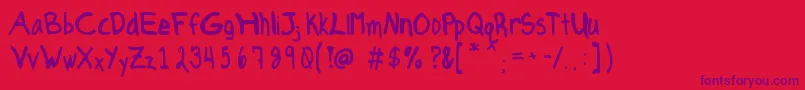 Axe Hand Font – Purple Fonts on Red Background