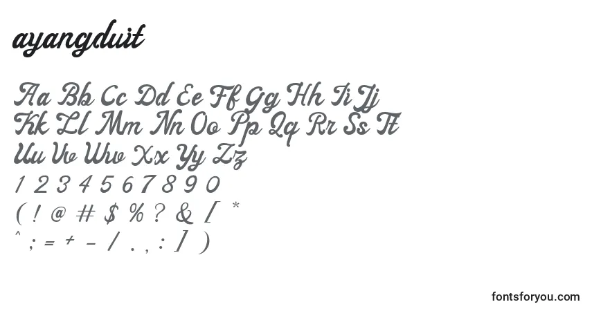 Ayangduitフォント–アルファベット、数字、特殊文字